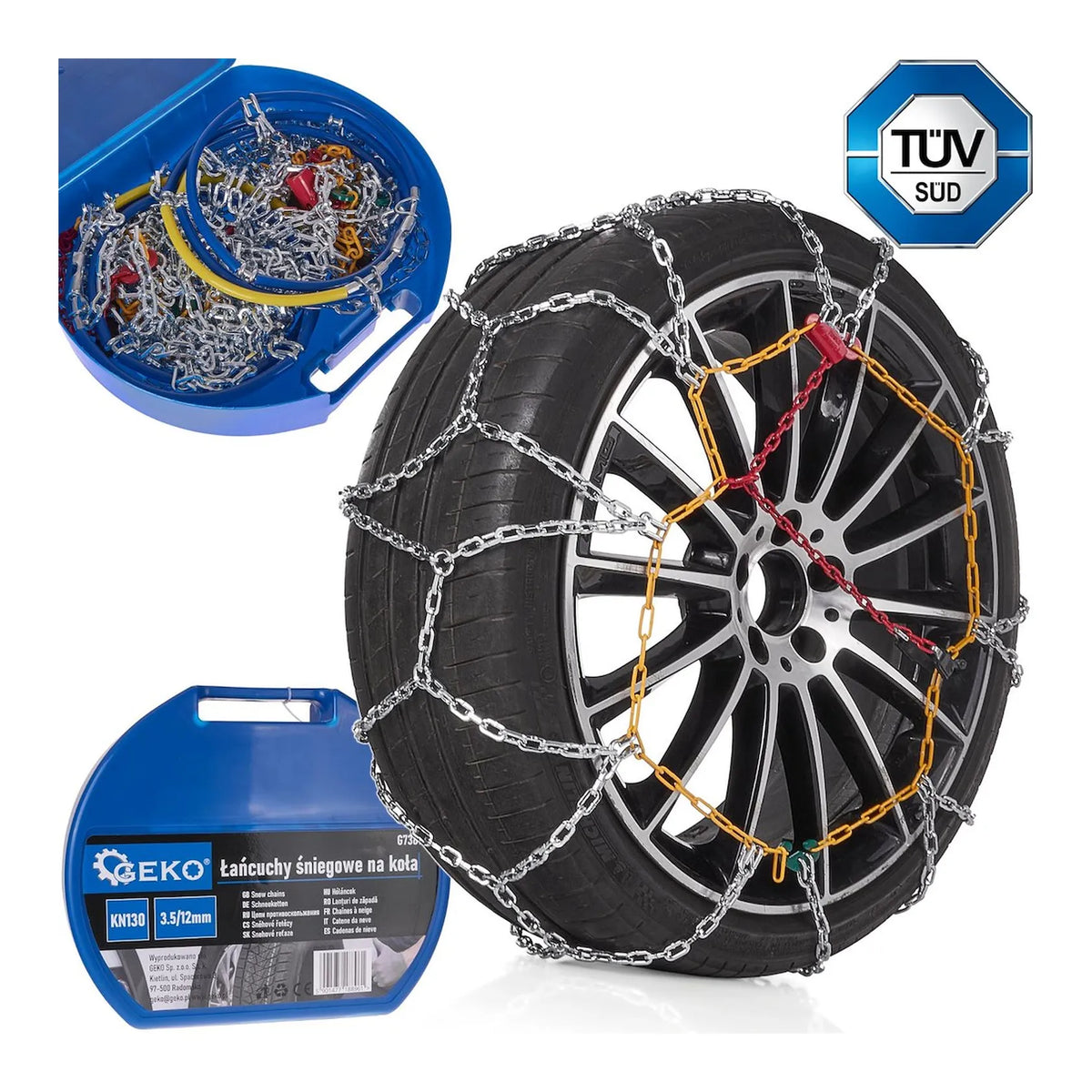 GEKO Sneeuwkettingen met vierkante schakels 3.5/12 mm set voor 1as KN130