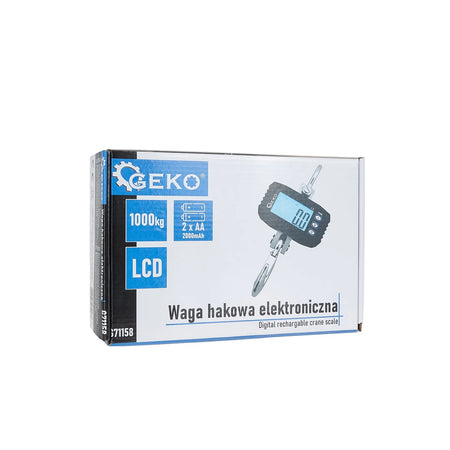 GEKO Digitale oplaadbare haakweger 1000 kg met LCD-display