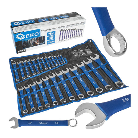GEKO Polijst Ringsteeksleutel Set met AntiSlip 6 - 36 mm 25-delig