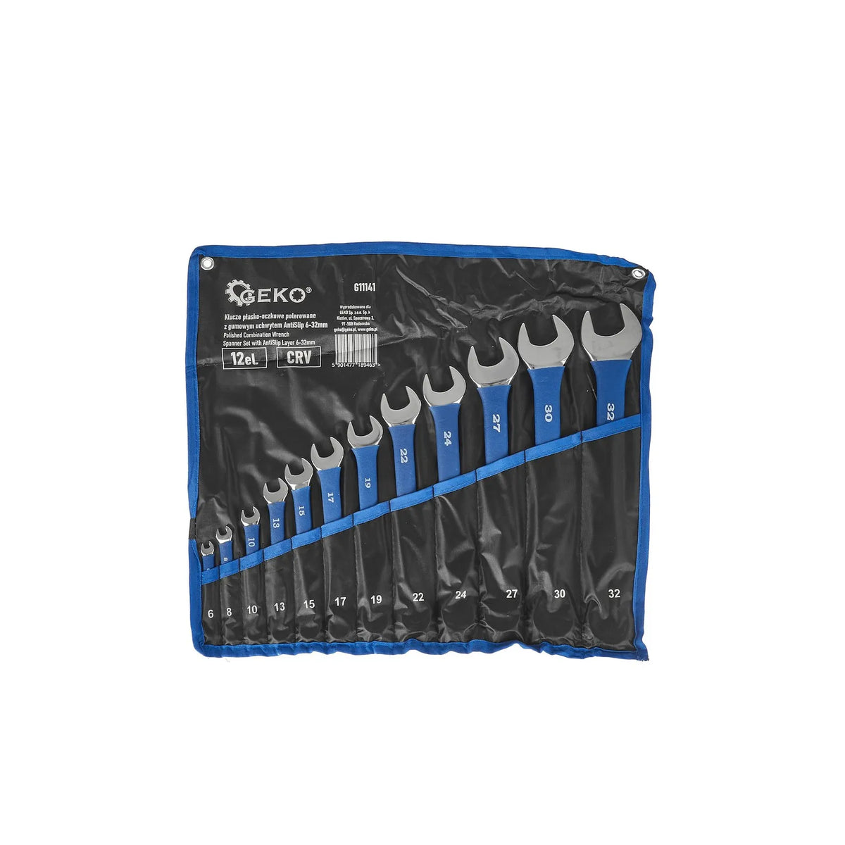 GEKO Platte-ringsteeksleutelset met AntiSlip greep 6 - 32 mm, 12-delig