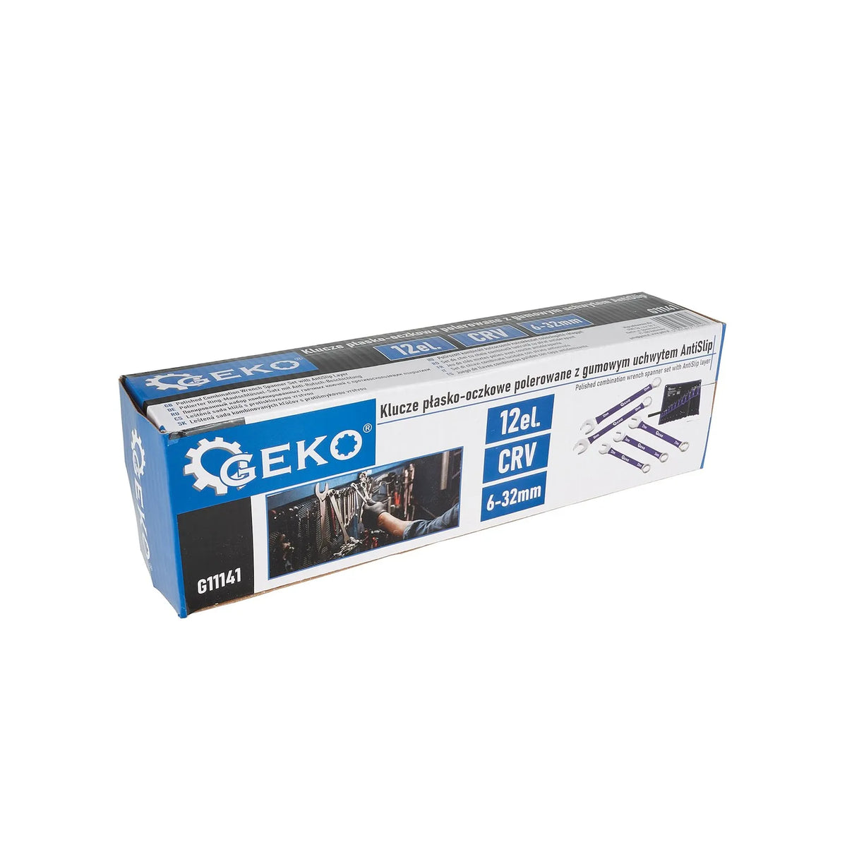 GEKO Platte-ringsteeksleutelset met AntiSlip greep 6 - 32 mm, 12-delig