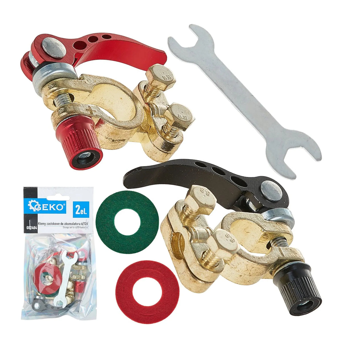 GEKO Set van 2 klemmen voor 6 V en 12 V accu's