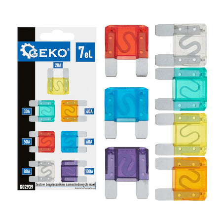 GEKO Autoveiligingset maxi diverse ampèrages 7 stuks
