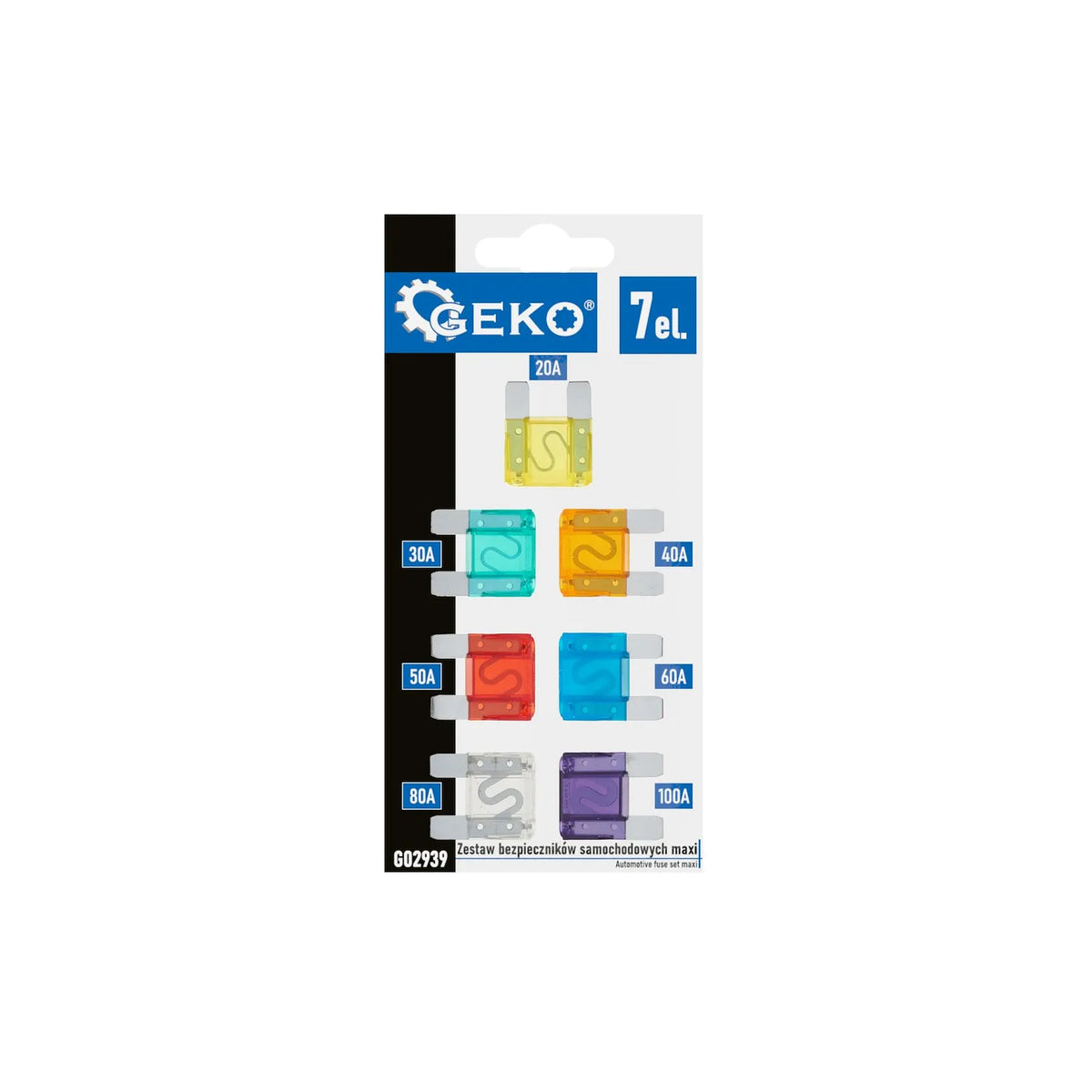 GEKO Autoveiligingset maxi diverse ampèrages 7 stuks