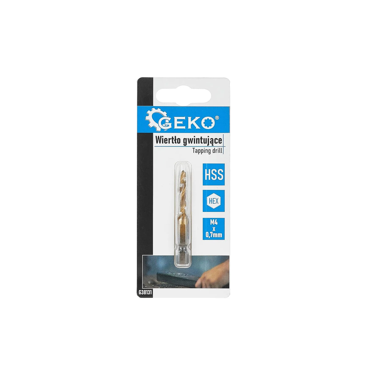 GEKO Combinatie tapboor met 1/4" HEX opname en titanium coating M4x0.7 mm