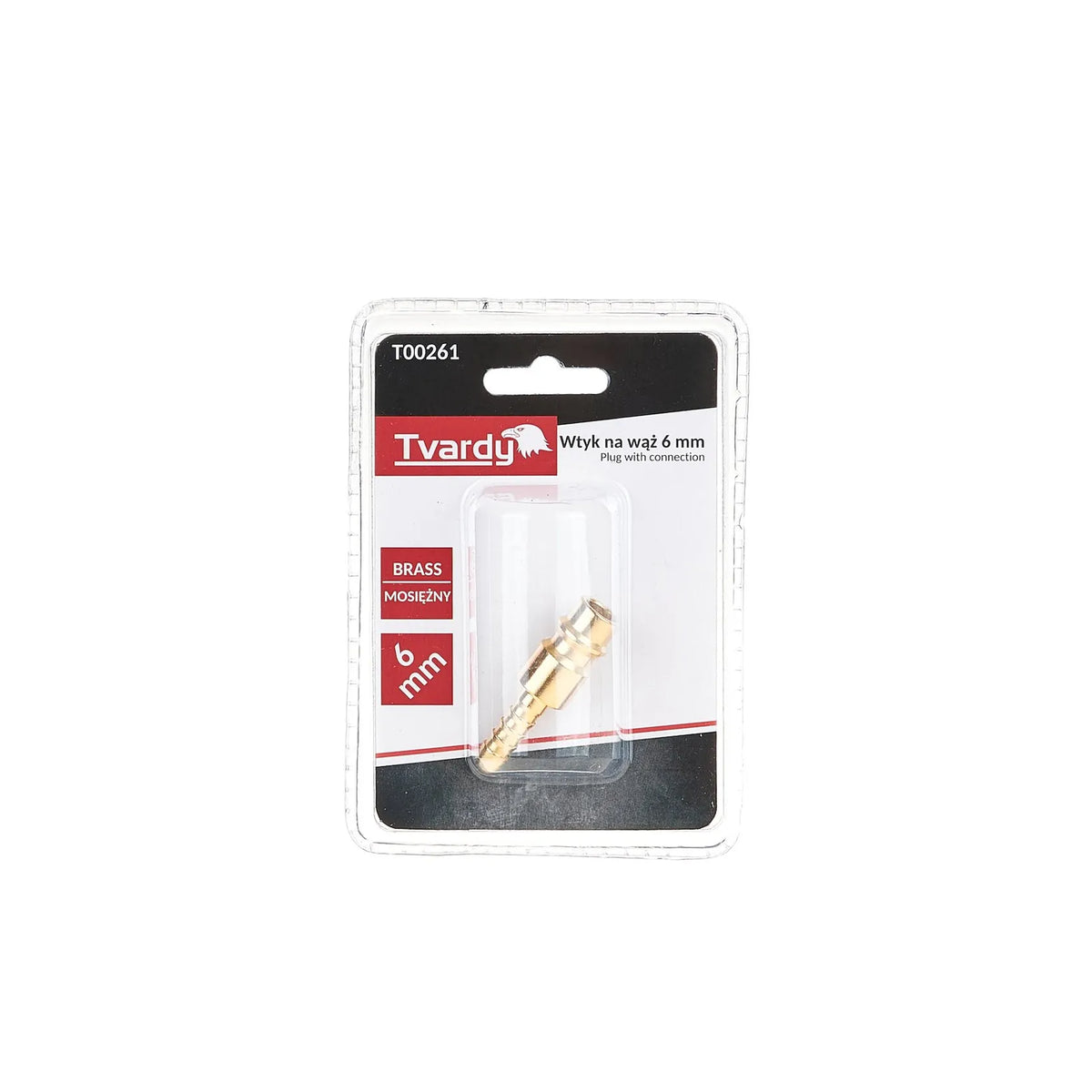 Tvardy Messing mannelijke stekker 6 mm aansluiting