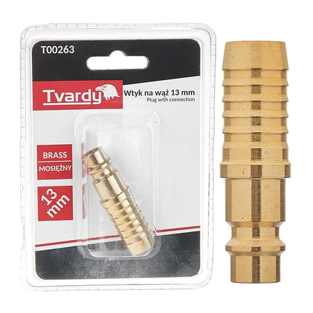 Tvardy Messing mannelijke stekker 13 mm aansluiting