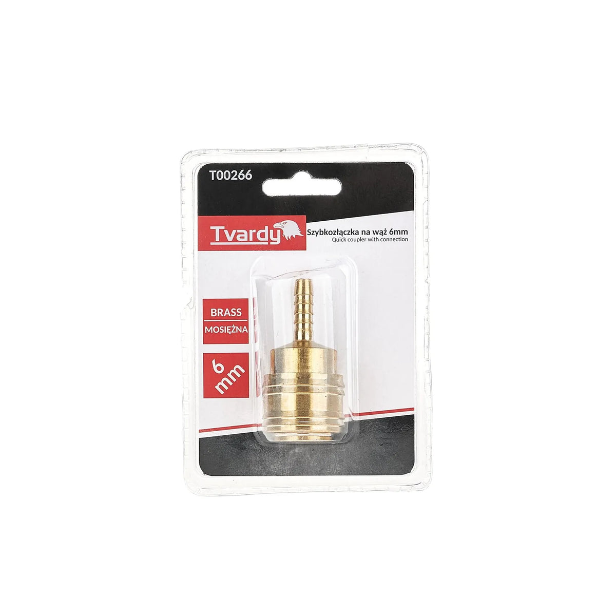 Tvardy Messing snelkoppeling 6 mm slang aansluiting