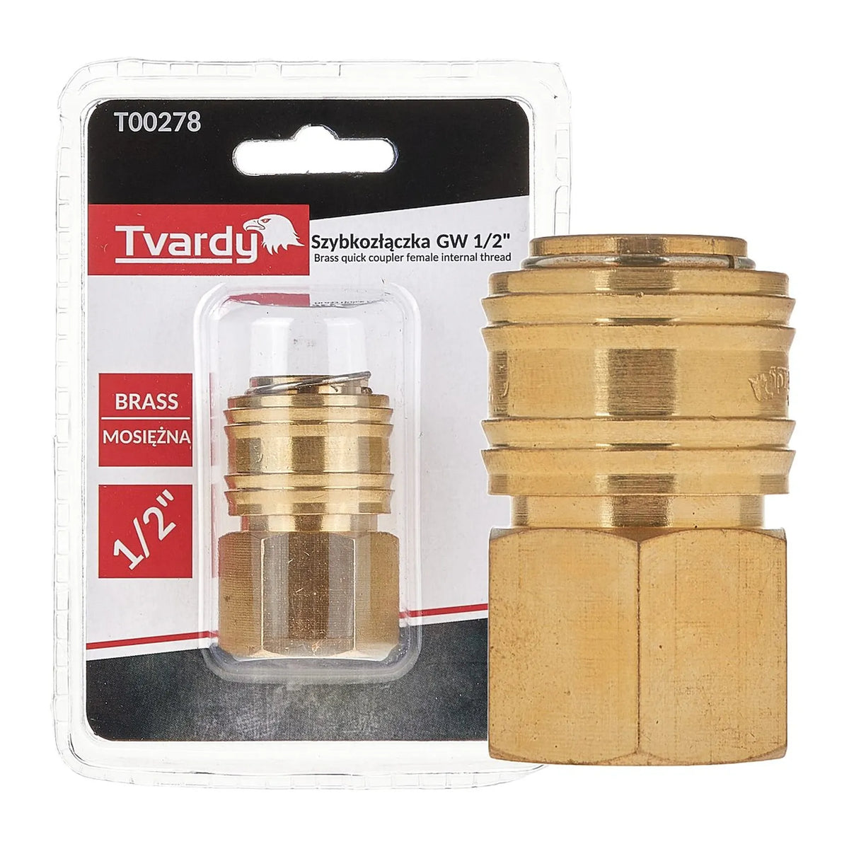 Tvardy Messing snelkoppeling vrouw met binnendraad 1/2"