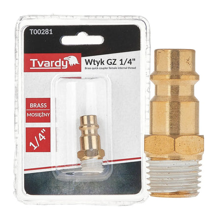 Tvardy Messing mannelijke plug met buitendraad 1/4"