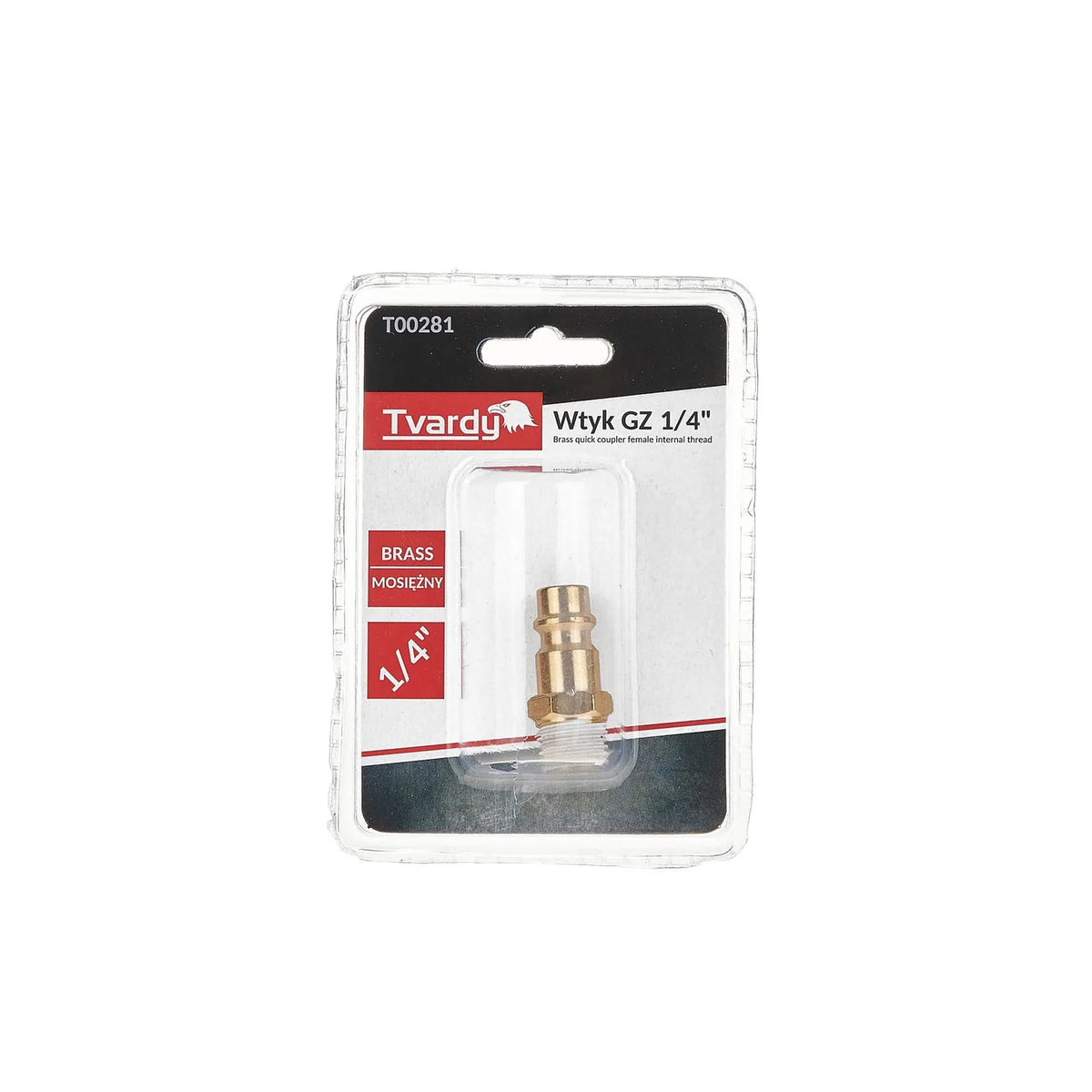 Tvardy Messing mannelijke plug met buitendraad 1/4"
