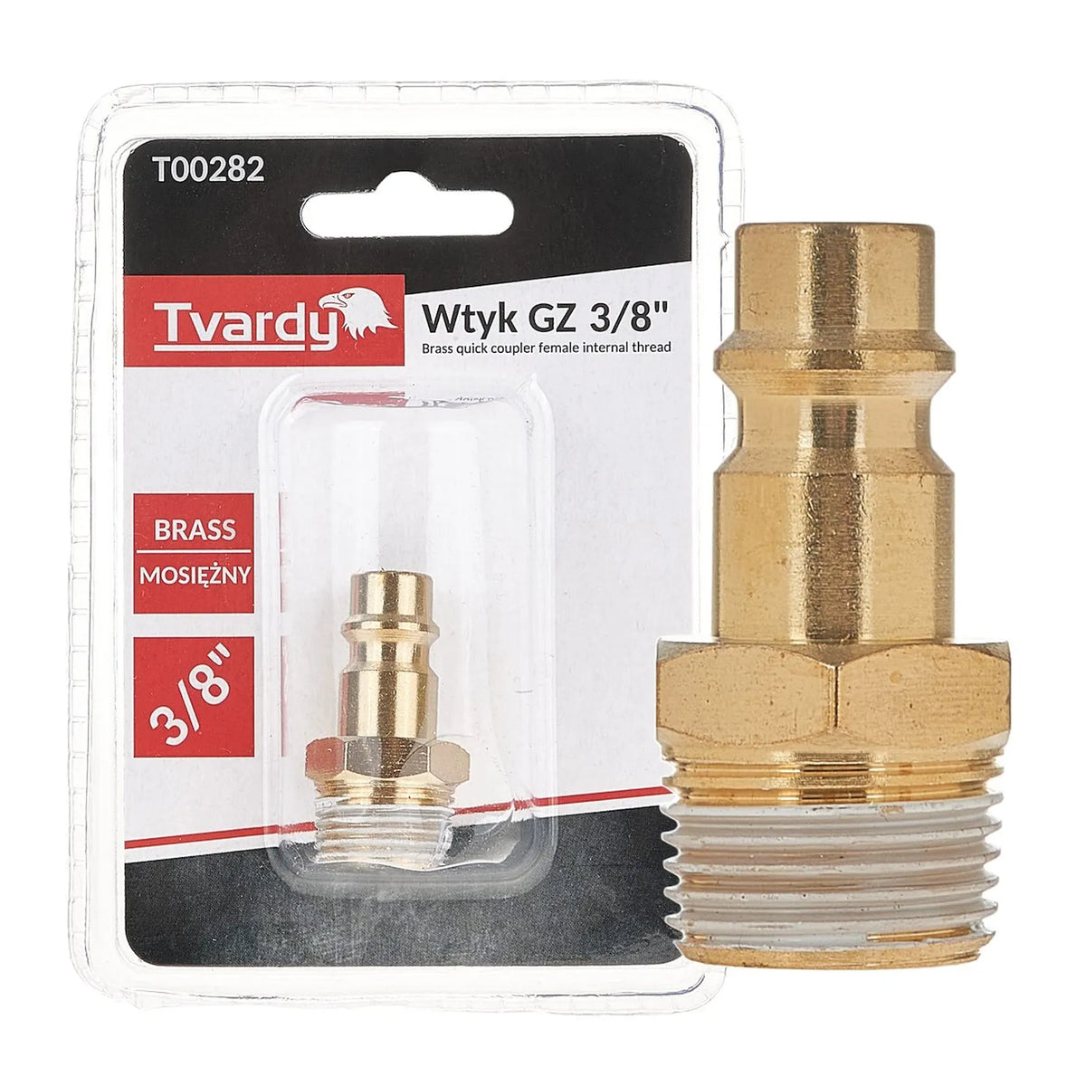 Tvardy Messing mannelijke plug met buitendraad 3/8"