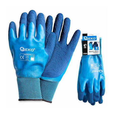 GEKO Waterdichte werkhandschoenen maat 8 polyester-latex blauw