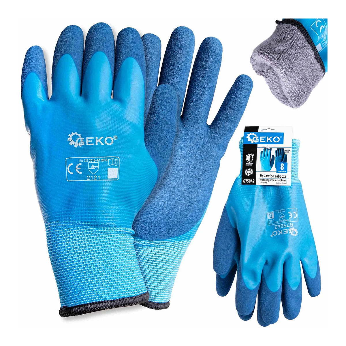 GEKO Waterdichte thermische winterhandschoenen maat 8 katoen met latex