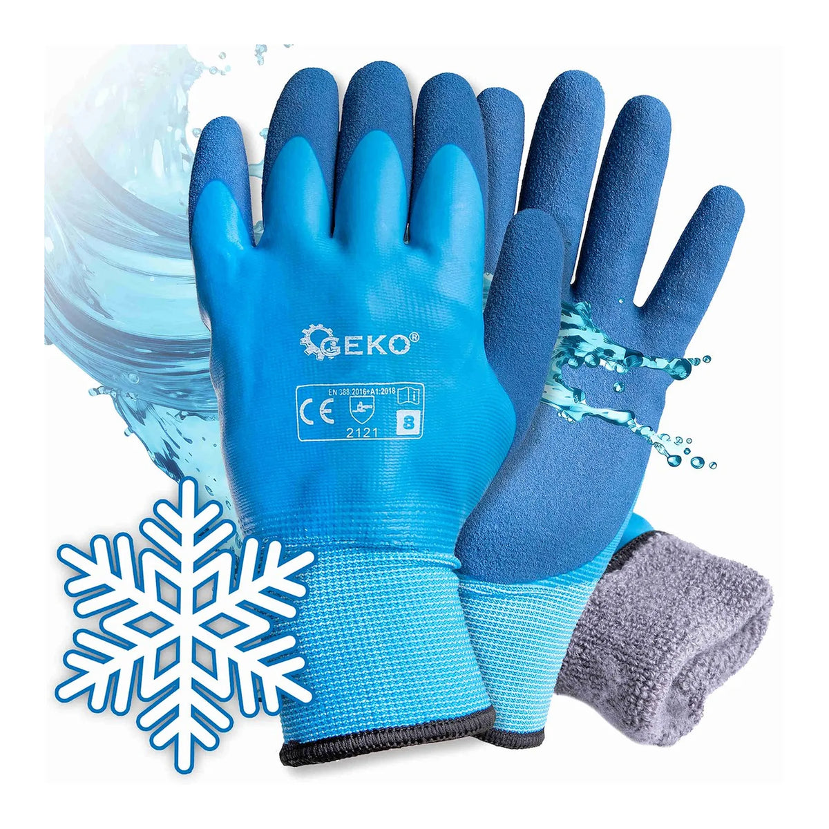 GEKO Waterdichte thermische winterhandschoenen maat 8 katoen met latex