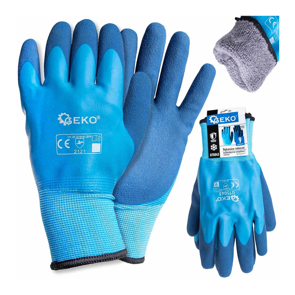 GEKO Waterdichte thermische winterhandschoenen maat 9 katoen met latex