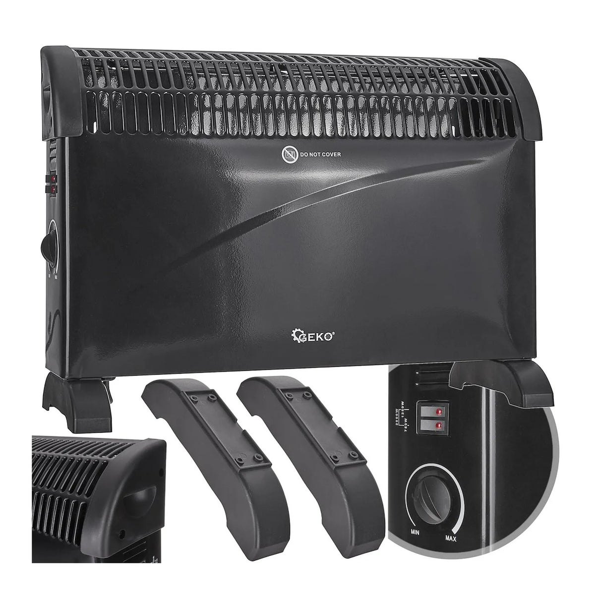 GEKO Convectieverwarmer met handmatige thermostaat 2000 W zwart