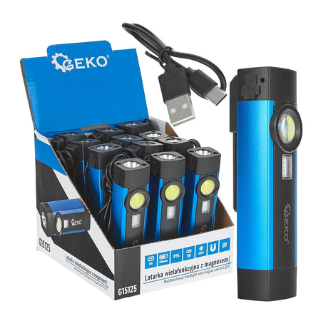 GEKO Multifunctionele zaklamp met magneten en UV COB LED 5 W 2000mAh