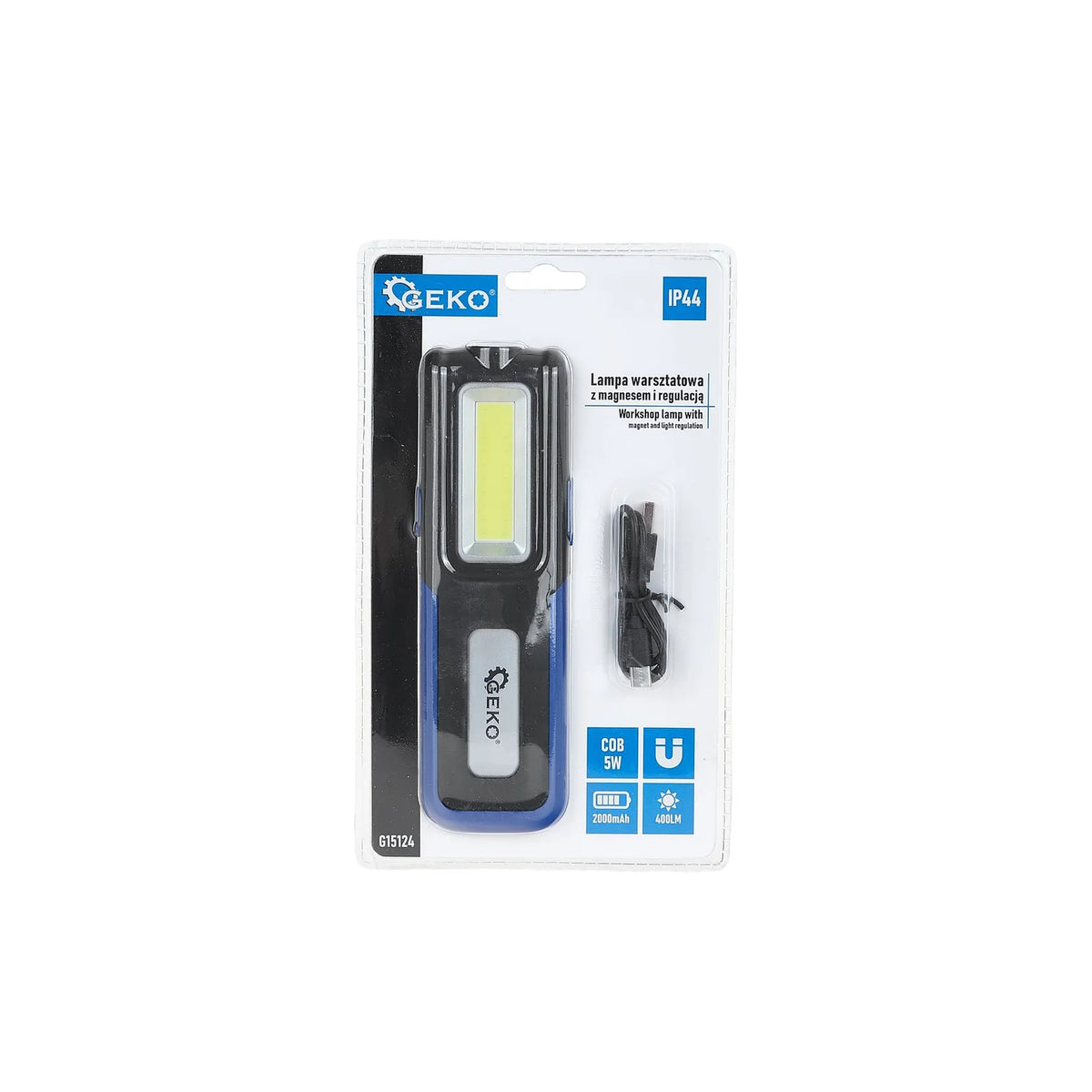 GEKO Powerbank Werkplaatslamp met Magneet LED COB 5 W + 3 W 400lm 2000mAh