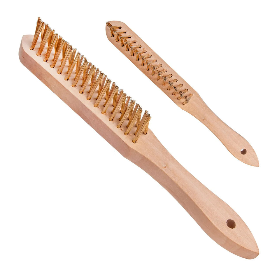 GEKO Drie-rijige staalborstel geel koperen draad 28 cm