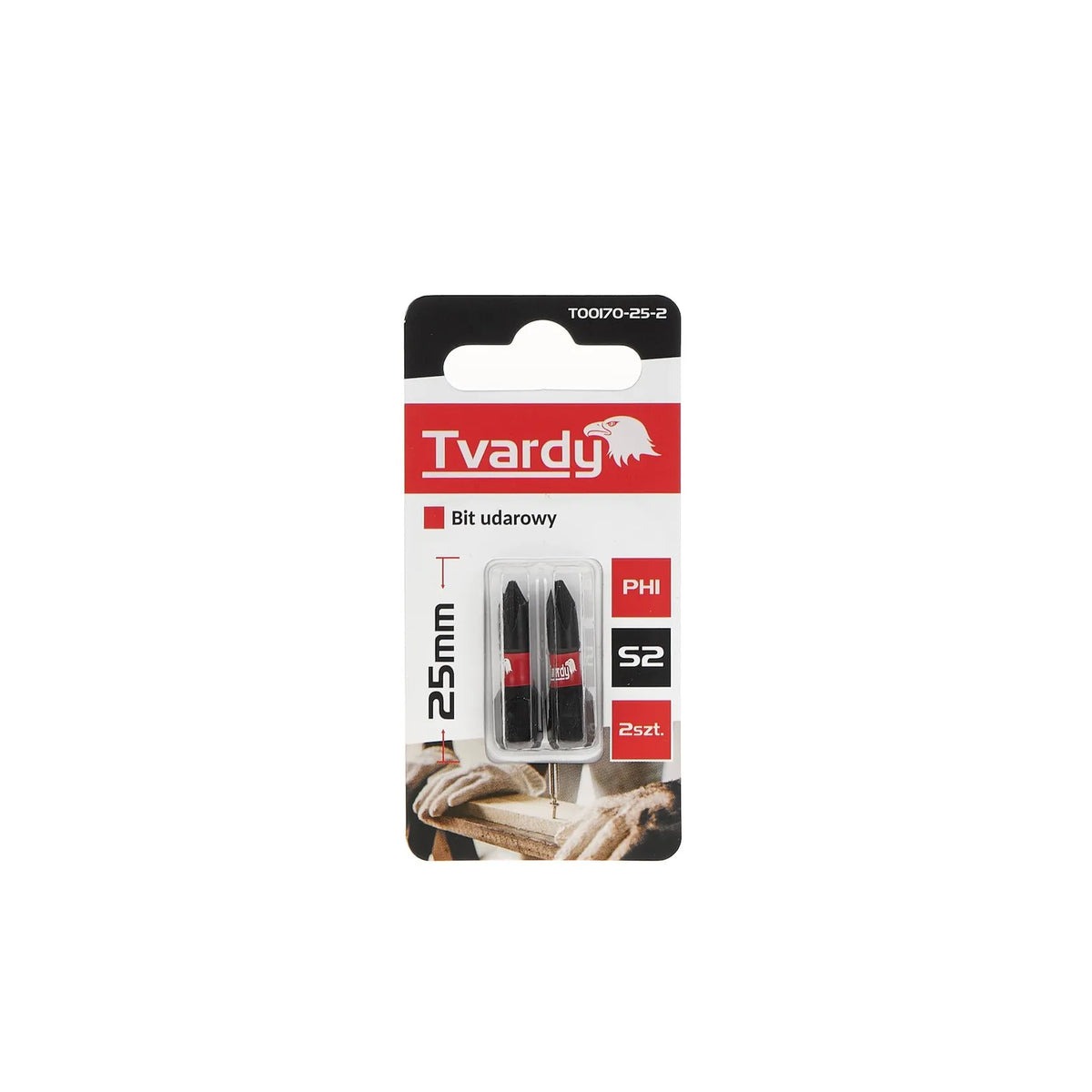 Tvardy Impact schroefbit PH1 25 mm S2 staal set 2 stuks