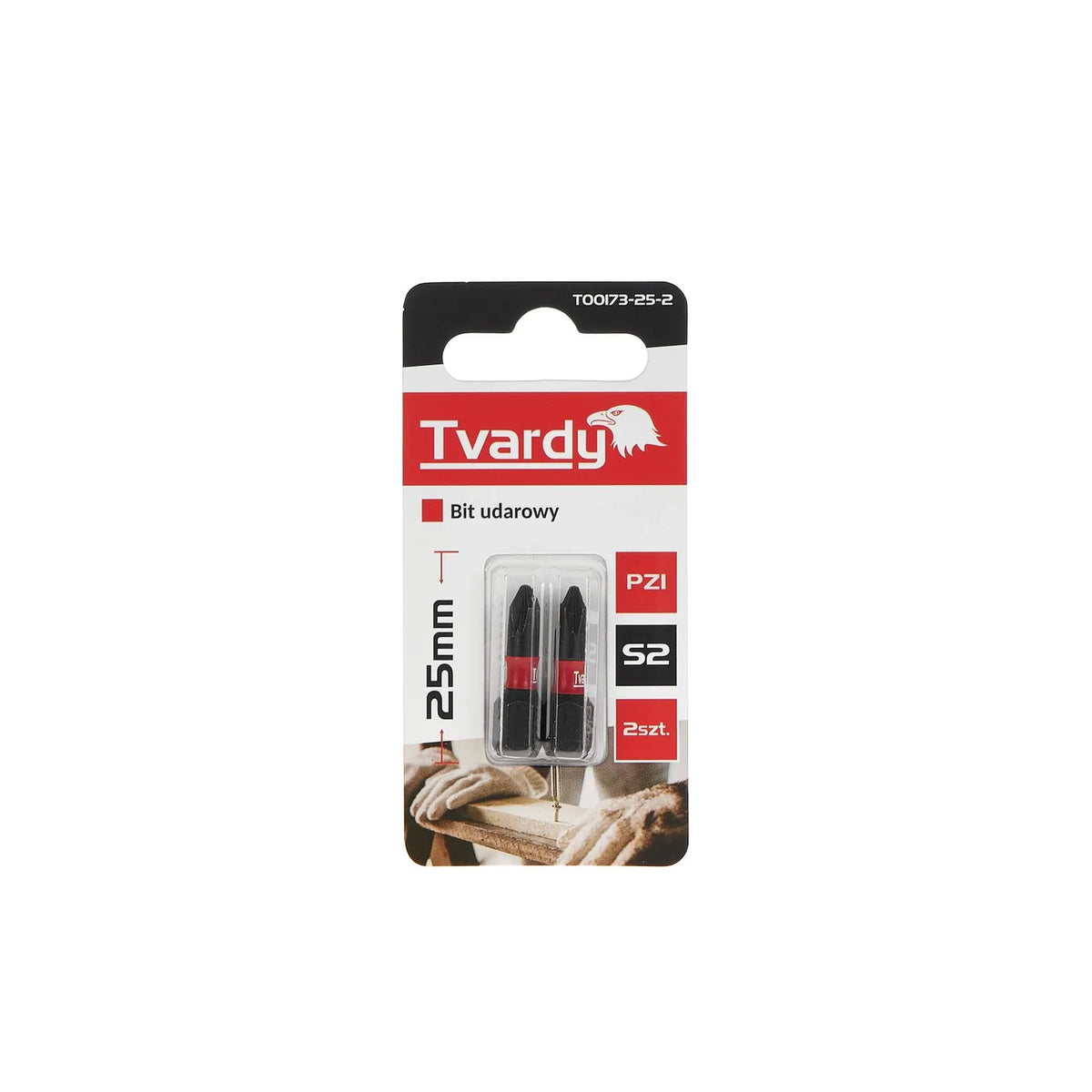Tvardy Impact bit PZ1 25 mm S2 set van 2 stuks