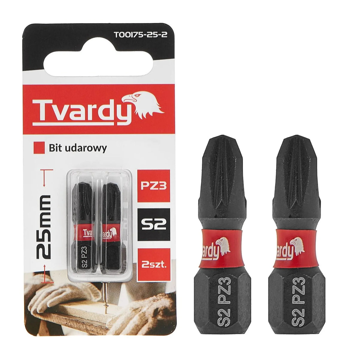Tvardy Impact bit PZ3 25 mm S2 set van 2 stuks