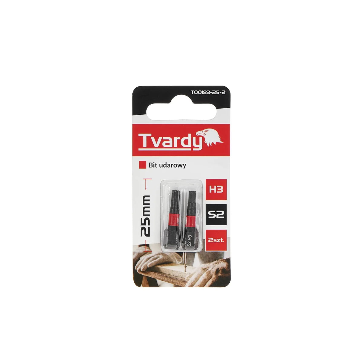 Tvardy impact bit voor hex schroeven H3 25 mm S2 set van 2
