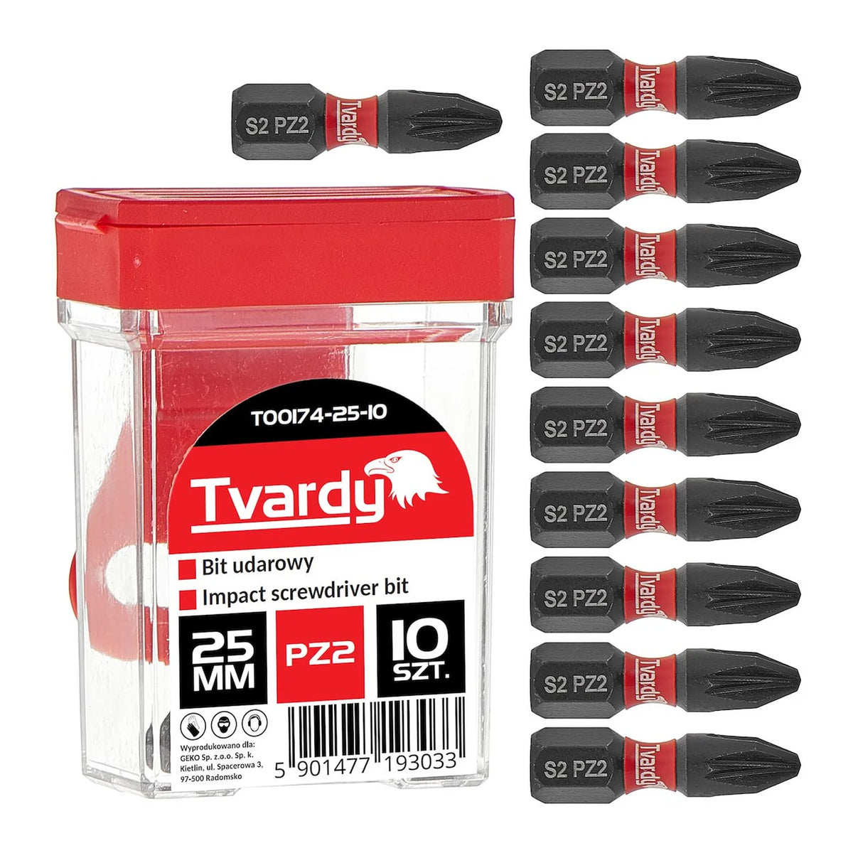 Tvardy Schroefbits PZ2 impact 25 mm S2 set van 10