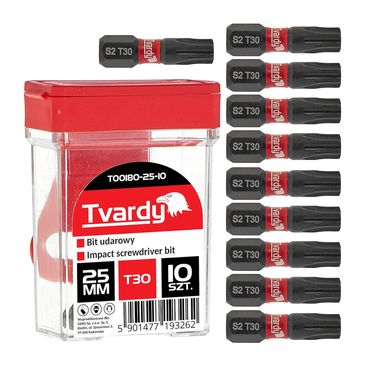 Tvardy Impact bit Torx T30 25 mm S2 set van 10