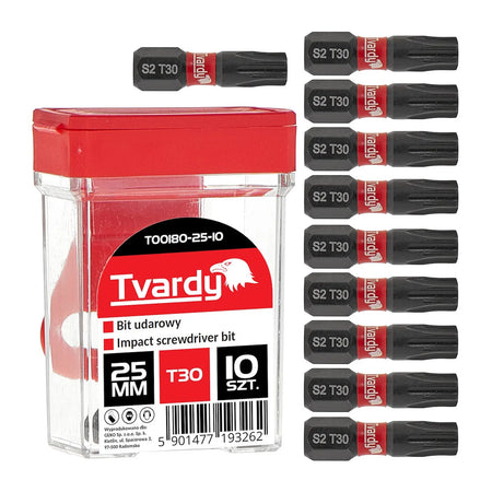 Tvardy Impact bit Torx T30 25 mm S2 set van 10