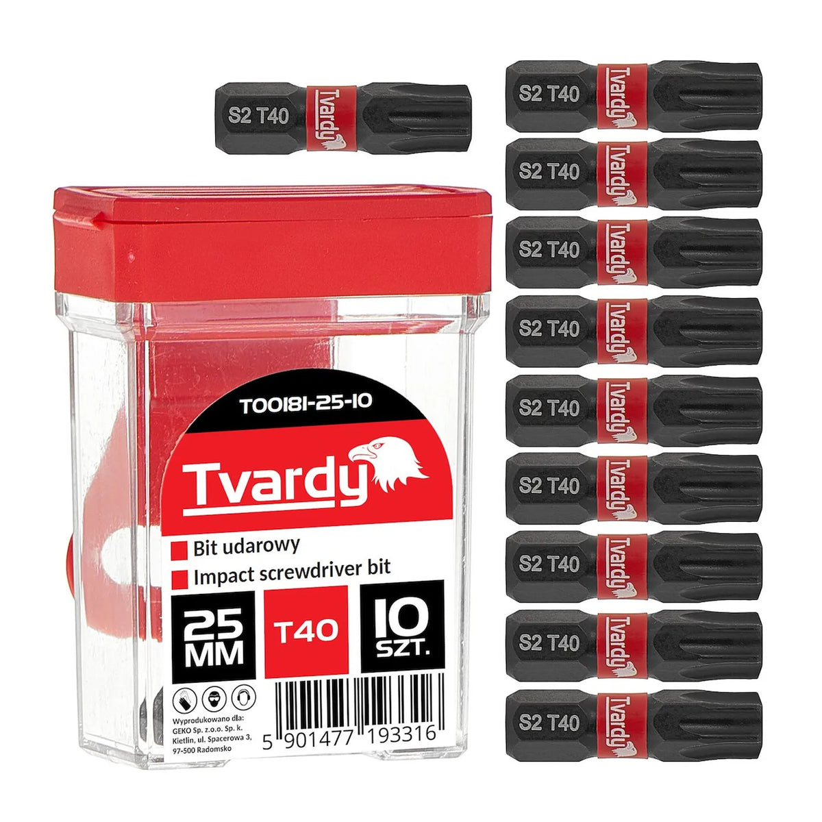 Tvardy Impact bit Torx T40 25 mm S2 set van 10