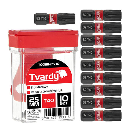 Tvardy Impact bit Torx T40 25 mm S2 set van 10