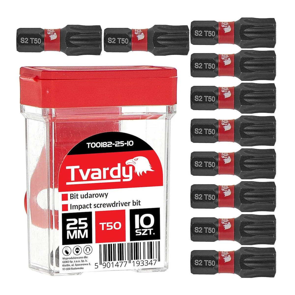 Tvardy Impact bit Torx T50 25 mm S2 set van 10