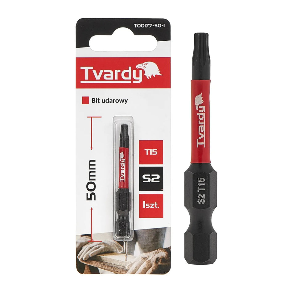 Tvardy Impact Bit Torx T15 50 mm S2 staal