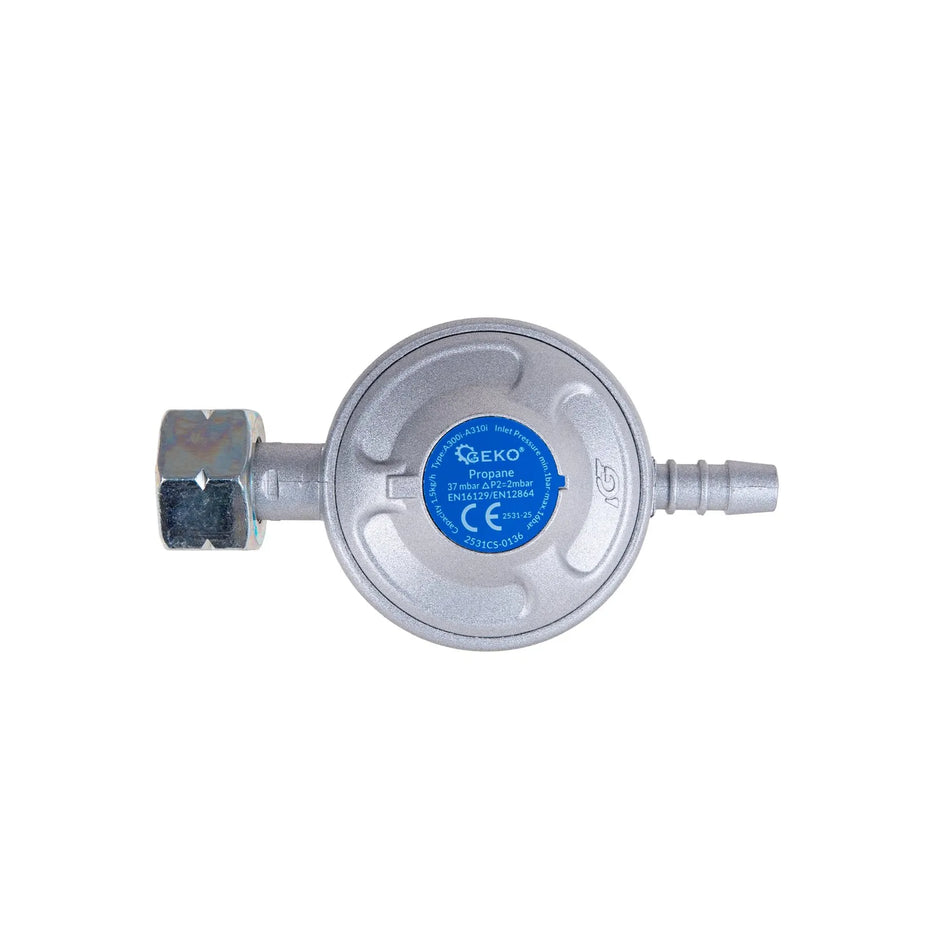 GEKO gasdrukregelaar voor propane-butaan 37mbar 1,5 kg/h