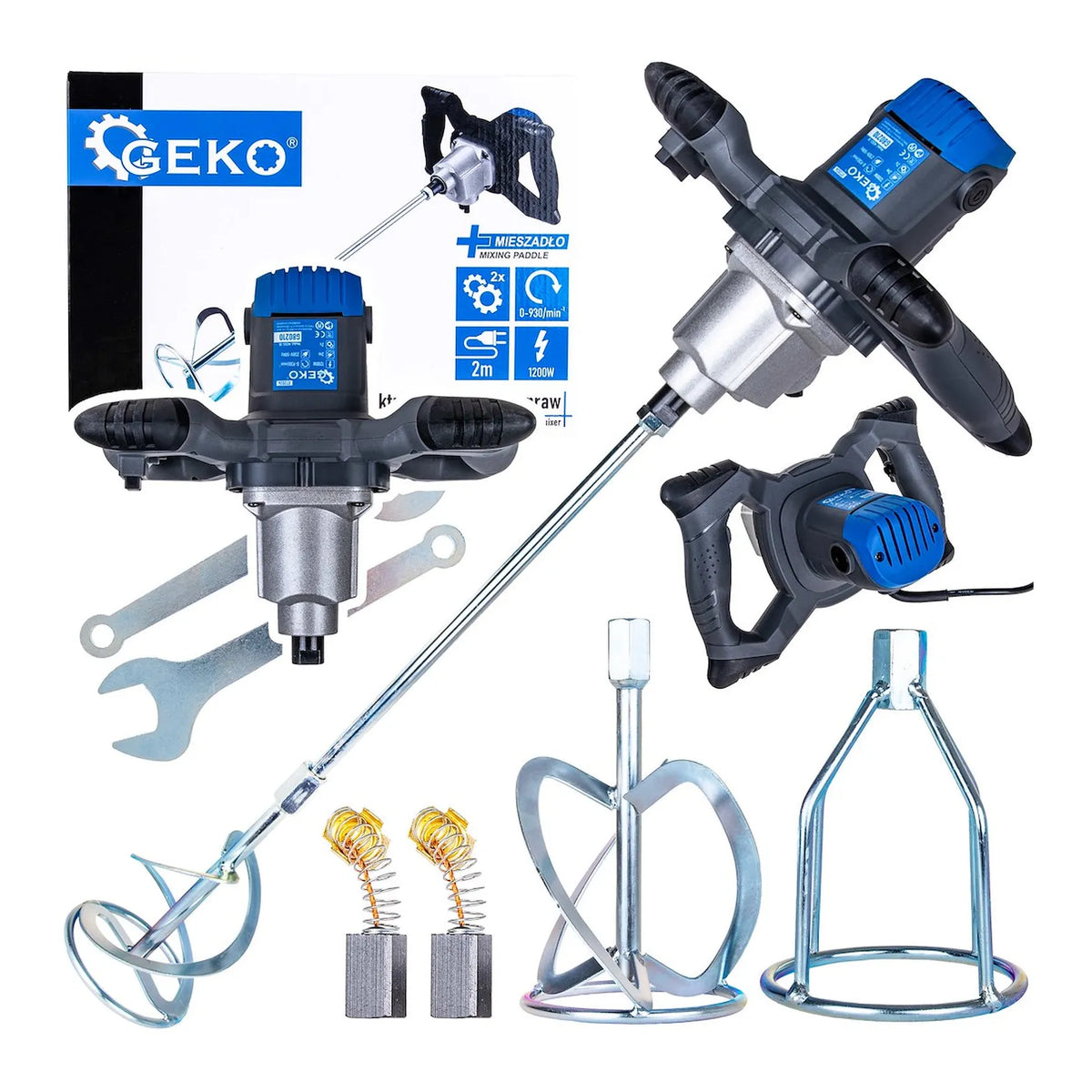 GEKO Elektrische verfmixer 1200 W met extra mengpeddel