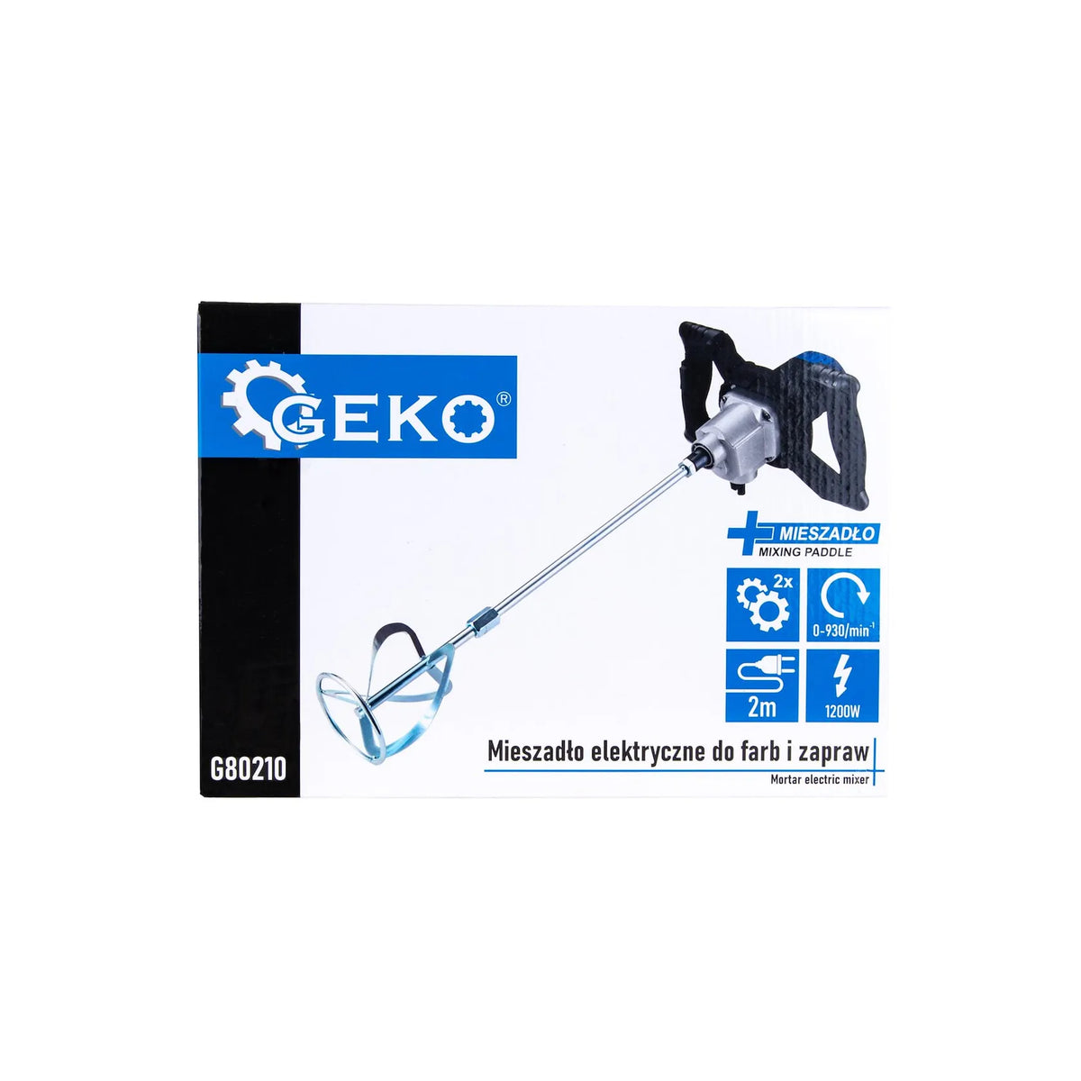 GEKO Elektrische verfmixer 1200 W met extra mengpeddel