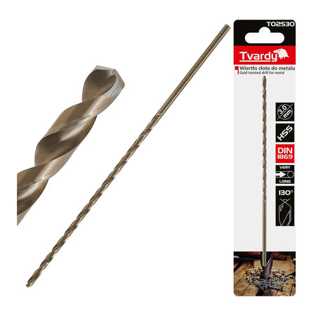 Tvardy metaalboor lang HSS DIN1869 3,0x150 mm goudkleurig