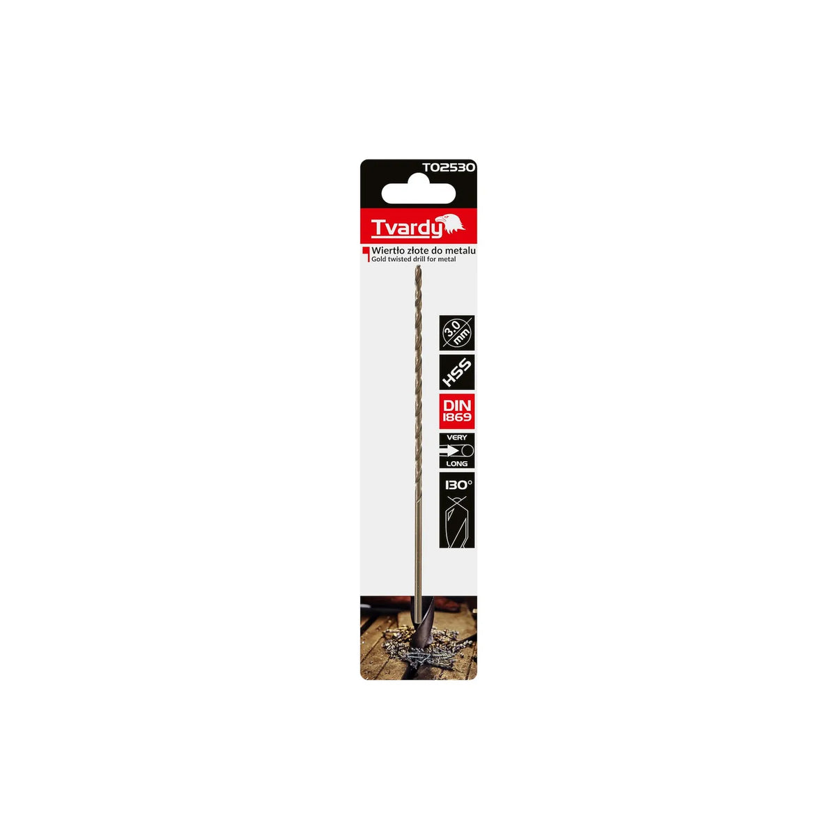 Tvardy metaalboor lang HSS DIN1869 3,0x150 mm goudkleurig