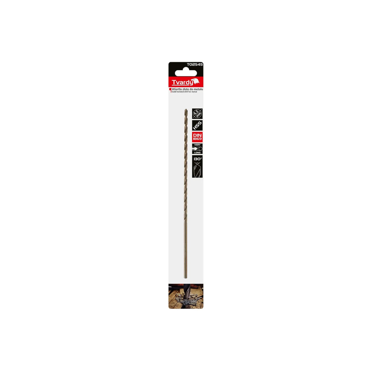 Tvardy Metaalboor HSS DIN1869 lang goud 4,5 x 235 mm