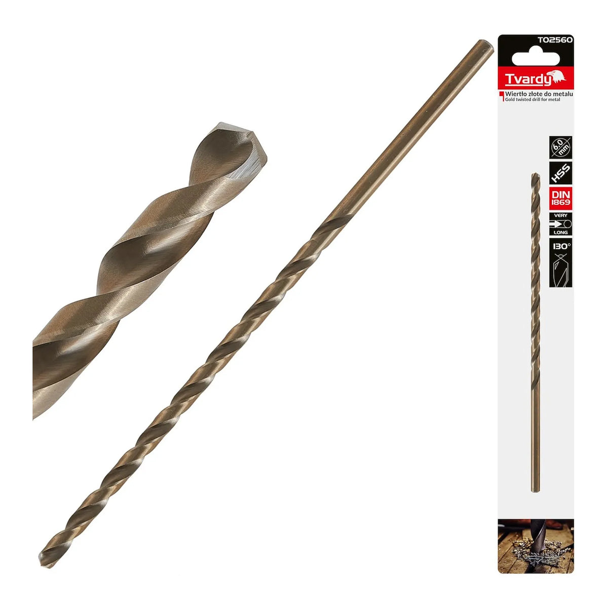 Tvardy Metaalboor HSS DIN1869 lang 6,0x205 mm goud