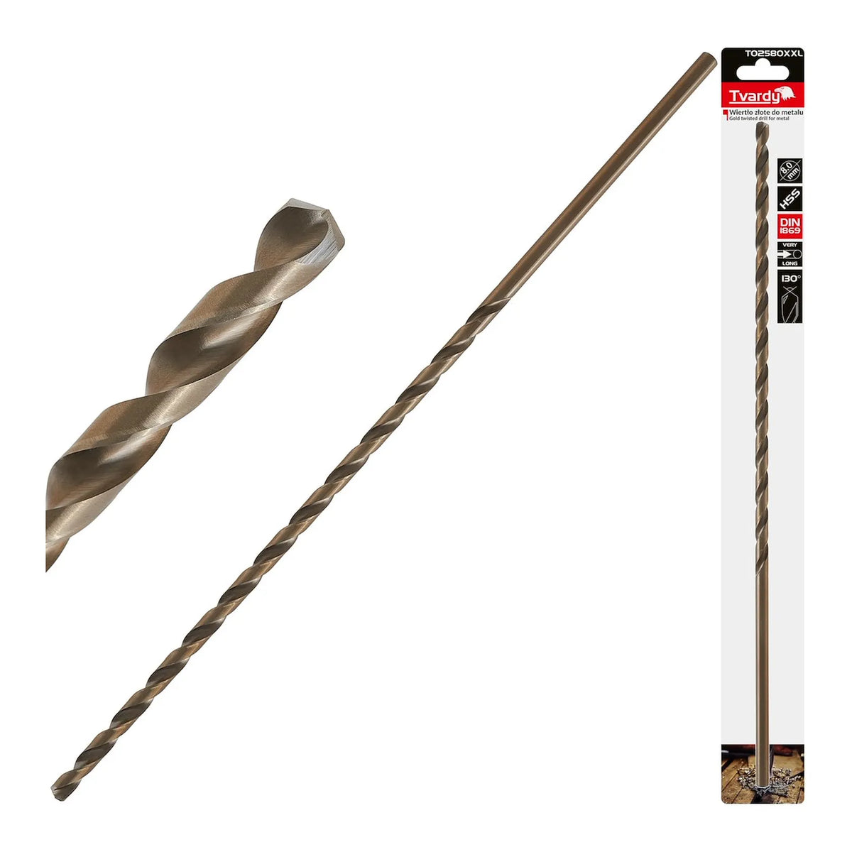 Tvardy Metaalboor HSS DIN1869 lang 8,0x390 mm goud