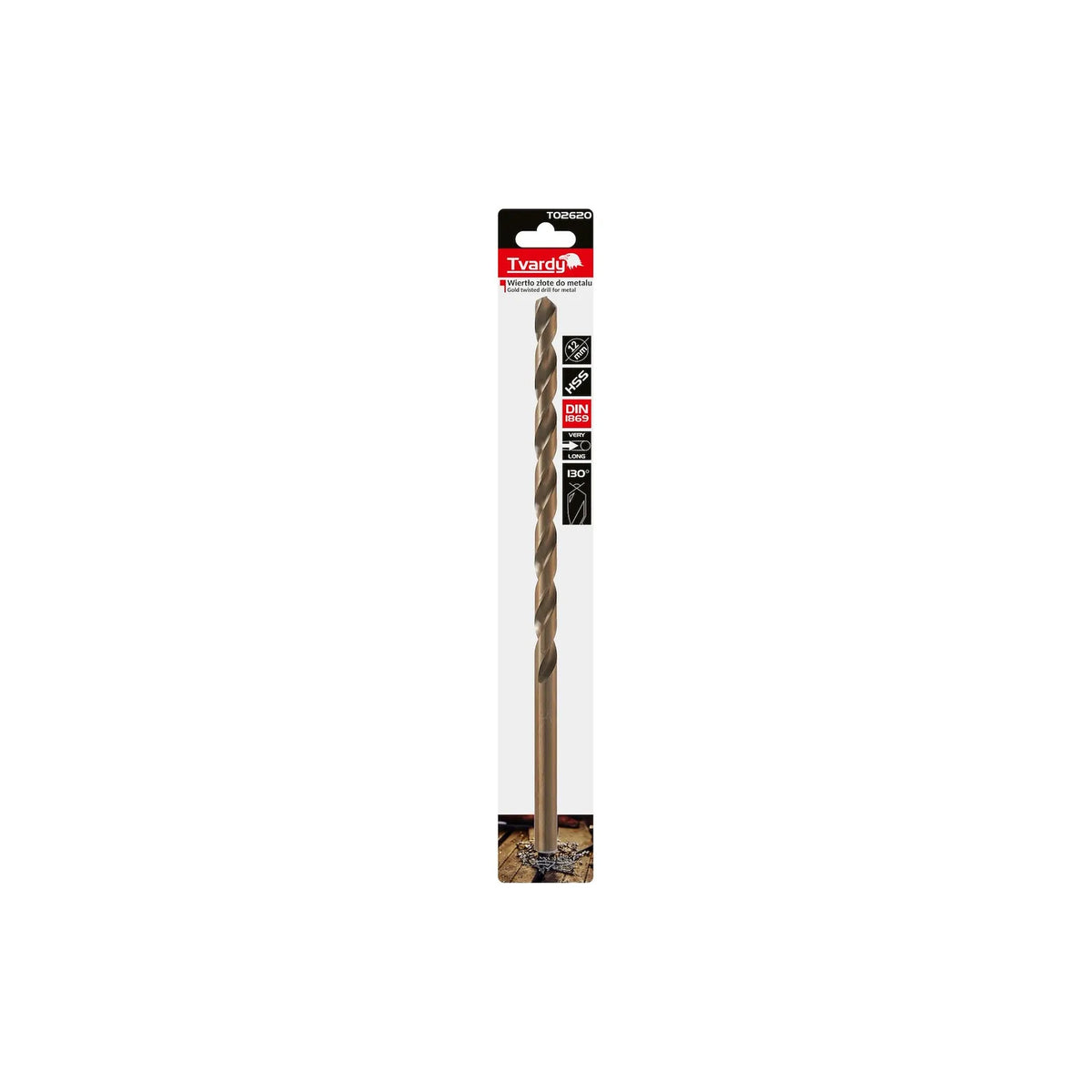 Tvardy Metaalboor HSS DIN1869 lang 12x295 mm goudkleurig
