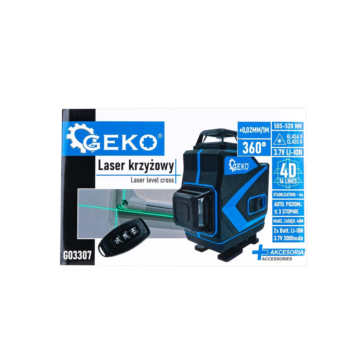 GEKO 4D kruislijnlaser 360 graden met accessoires