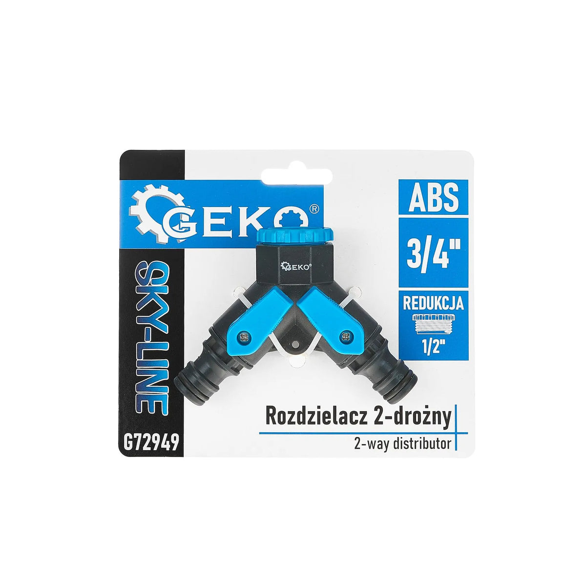 GEKO 2-weg verdeelstuk met onafhankelijke afsluiters SKY-LINE serie 3/4" met 1/2" reducer