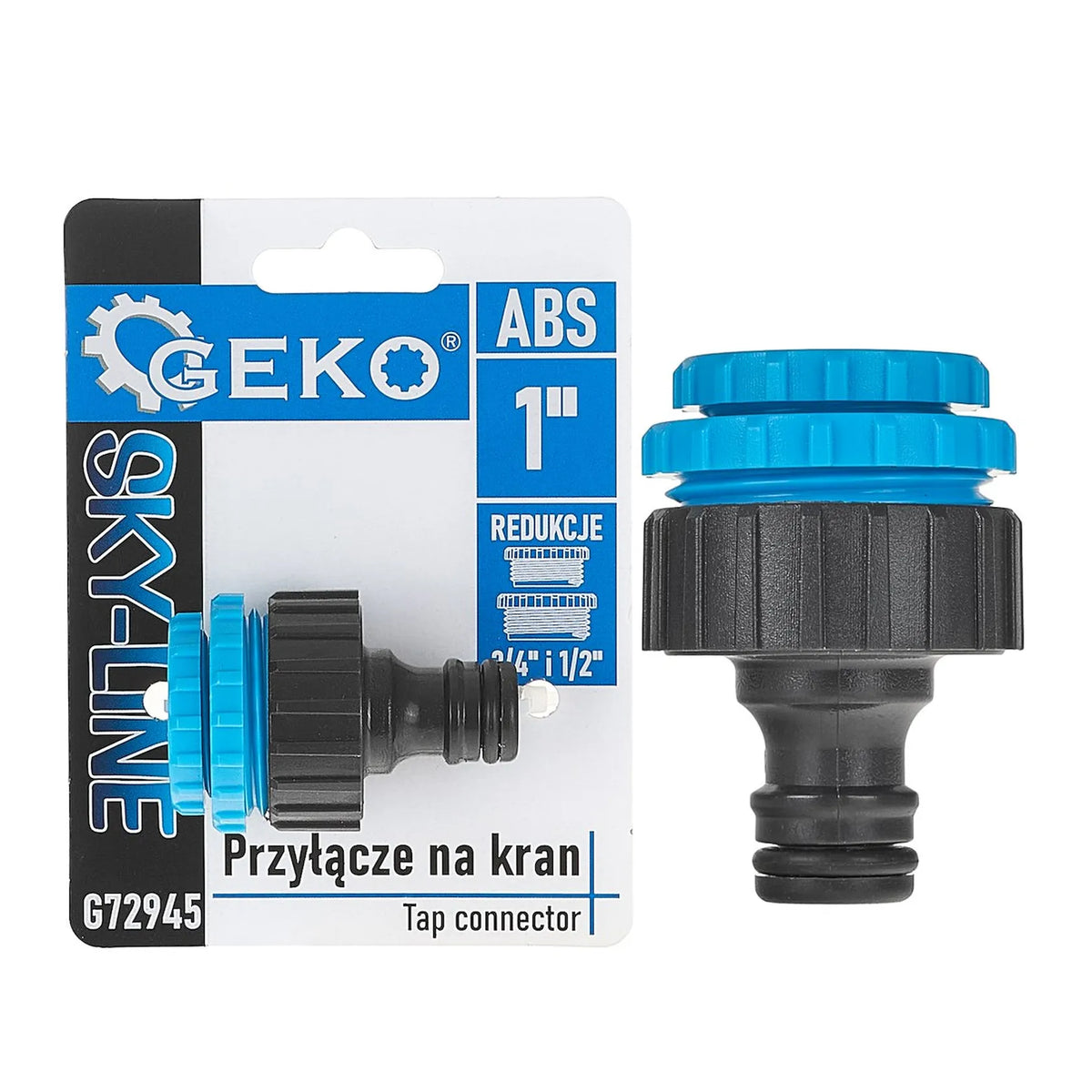 GEKO 1" Kraanaansluiting met 3/4" en 1/2" Reducers 49 gram