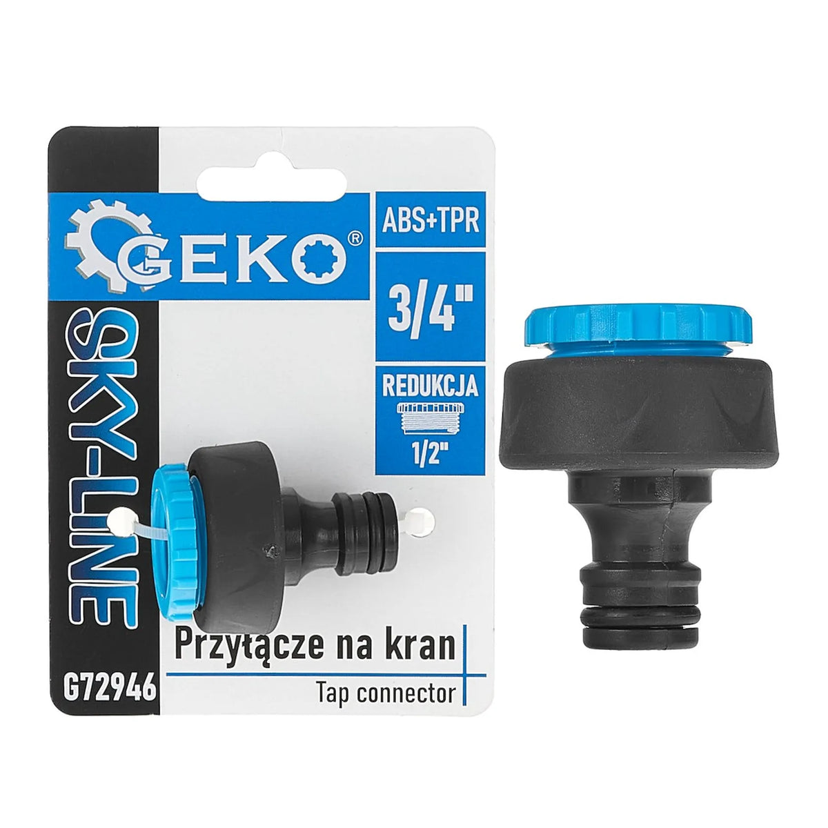 GEKO 3/4" Kraanaansluiting met 1/2" Reducer Rubberlaag 32 gram