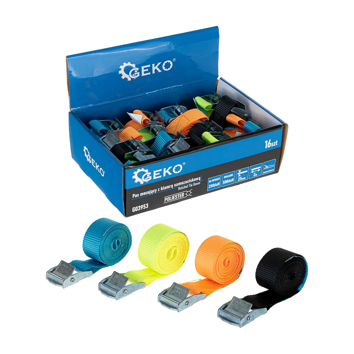 GEKO spanband met zelfklemgesp voor lichte lasten 25mmx2m 500 kg