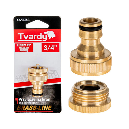 Tvardy koppeling voor tuinkraan met 3/4" en 1/2" reducer messing